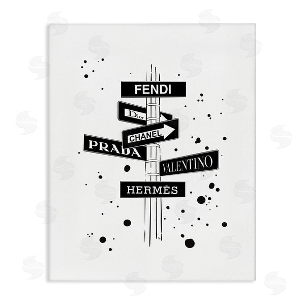 stupell industries Martina Pavlova | Glam Fashion Road Signs Minimal Black Splatter Wall Art