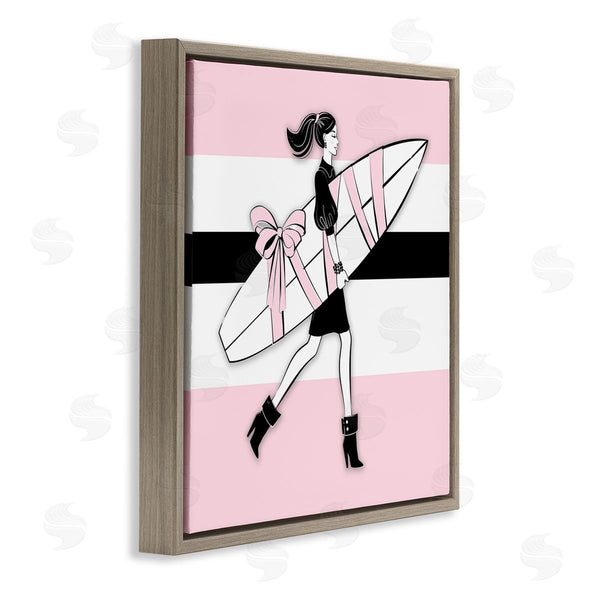 Stupell Industries Martina Pavlova | Glam Girl With Surfboard