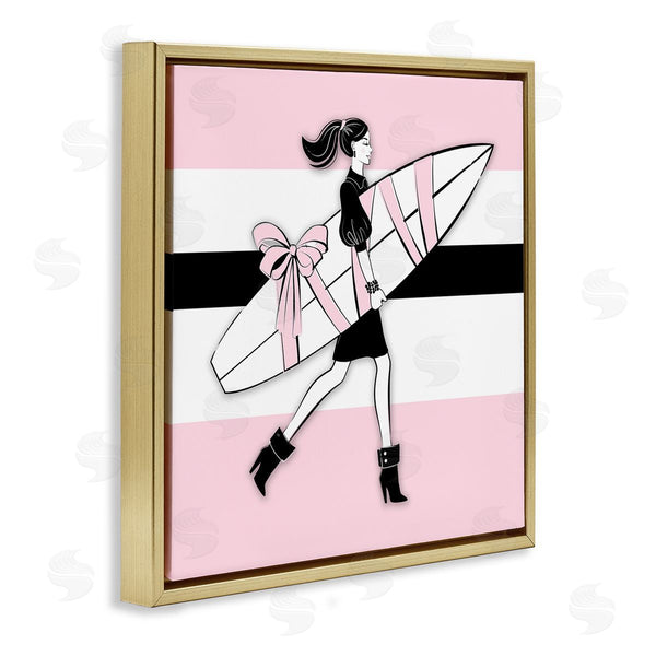 Stupell Industries Martina Pavlova | Glam Girl With Surfboard