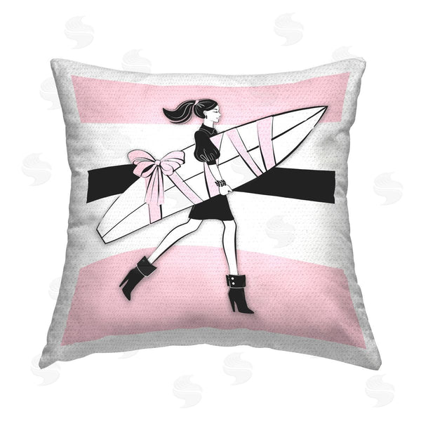 Stupell Industries Martina Pavlova | Glam Girl With Surfboard Printed Throw Pillow