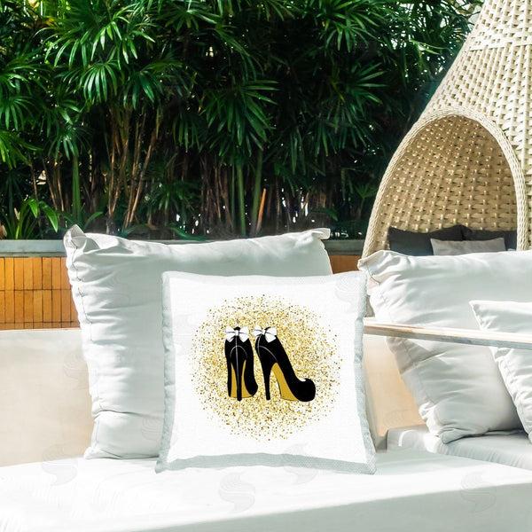 Stupell Industries Martina Pavlova | Glimmer Bow Heels Printed Throw Pillow
