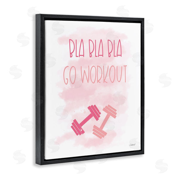 Stupell Industries Martina Pavlova | Go Workout Girl Gym Weights Pink Misty Background Wall Art