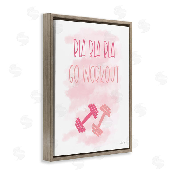 Stupell Industries Martina Pavlova | Go Workout Girl Gym Weights Pink Misty Background Wall Art