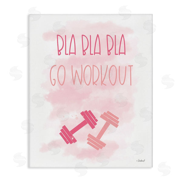 stupell industries Martina Pavlova | Go Workout Girl Gym Weights Pink Misty Background Wall Art