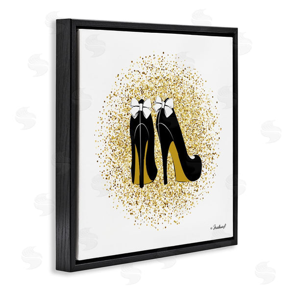 Stupell Industries Martina Pavlova | Gold Glitz Fashion Bow High Heels Abstract Splatter Wall Art