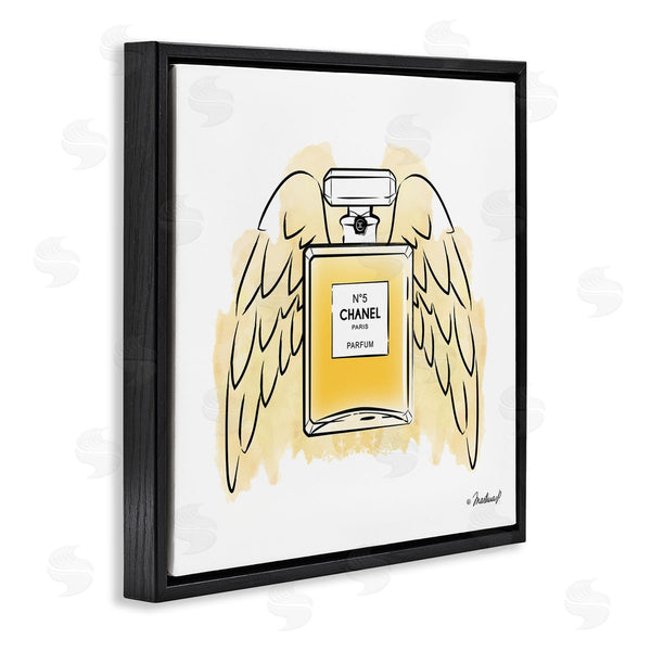 Stupell Industries Martina Pavlova | Golden Glam Fashion Perfume Bottle Angel Wings Wall Art
