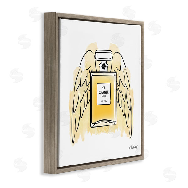 Stupell Industries Martina Pavlova | Golden Glam Fashion Perfume Bottle Angel Wings Wall Art