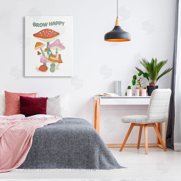 Stupell Industries Martina Pavlova | Grow Happy Retro Mushrooms Wall Art