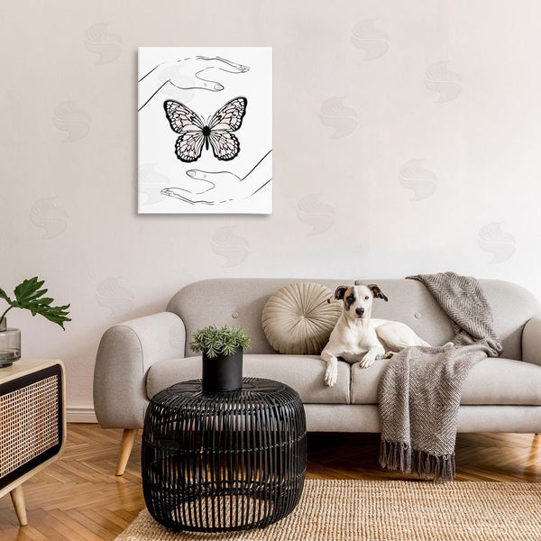 Stupell Industries Martina Pavlova | Hands & Pink Butterfly Wall Art