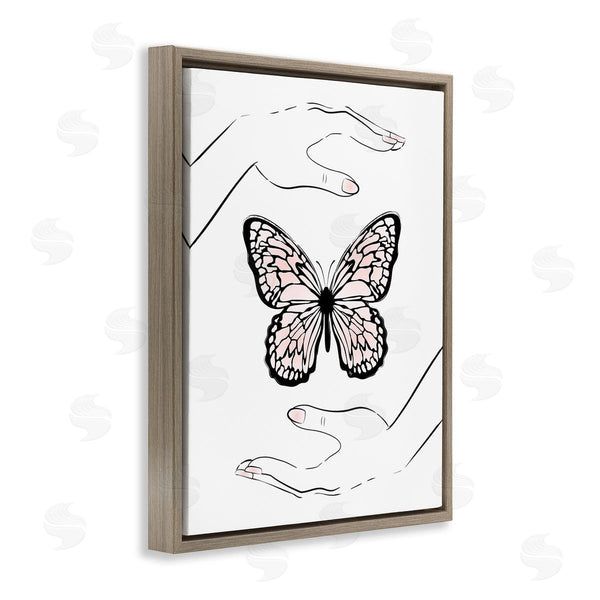 Stupell Industries Martina Pavlova | Hands & Pink Butterfly Wall Art