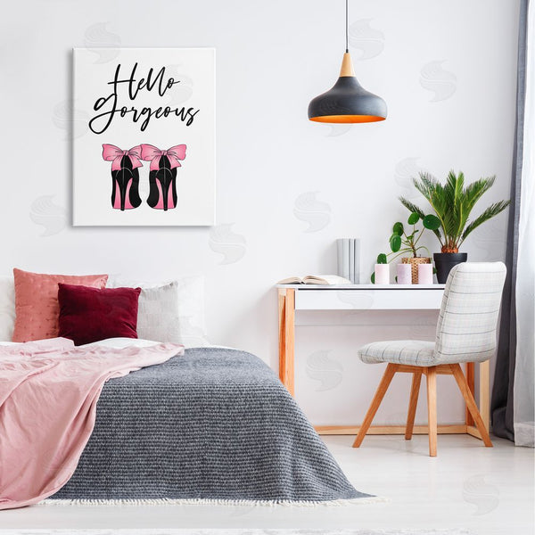 Stupell Industries Martina Pavlova | Hello Gorgeous Pink Bow Heels Wall Art