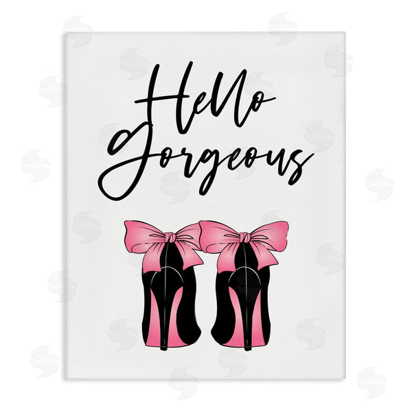 stupell industries Martina Pavlova | Hello Gorgeous Pink Bow Heels Wall Art