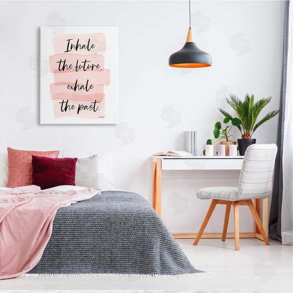 Stupell Industries Martina Pavlova | Inhale The Future Glamorous Pink Watercolor Stripes Wall Art