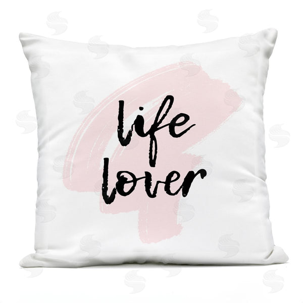 Stupell Industries Martina Pavlova | Life Lover Casual Pink Black Calligraphy Printed Throw Pillow