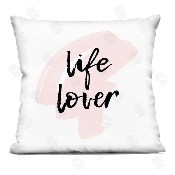 stupell industries Martina Pavlova | Life Lover Casual Pink Black Calligraphy Printed Throw Pillow