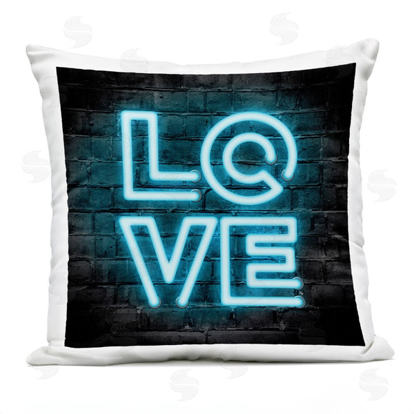 Stupell Industries Martina Pavlova | Love Blue Neon Letters Design Printed Throw Pillow