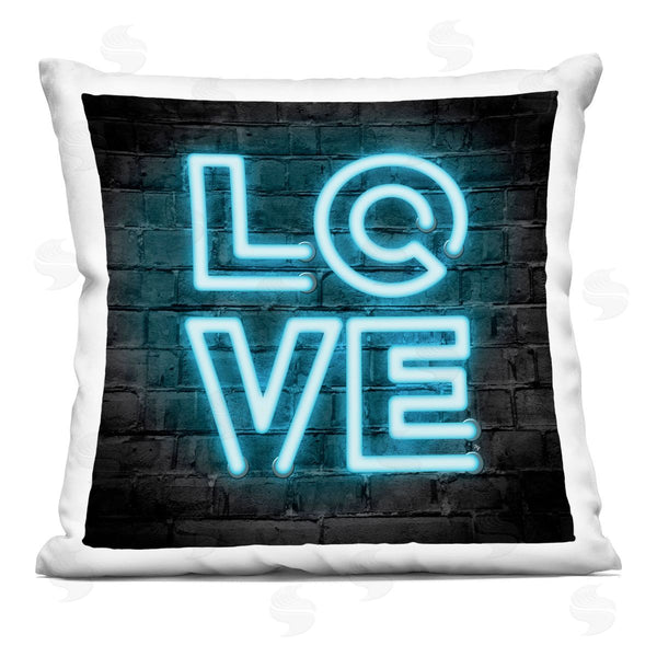 stupell industries Martina Pavlova | Love Blue Neon Letters Design Printed Throw Pillow