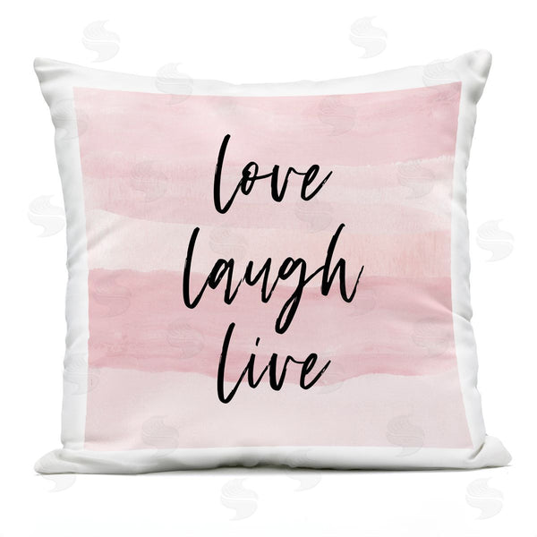 Stupell Industries Martina Pavlova | Love Laugh Live Pink Causal Calligraphy Printed Throw Pillow