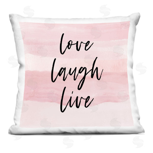 stupell industries Martina Pavlova | Love Laugh Live Pink Causal Calligraphy Printed Throw Pillow