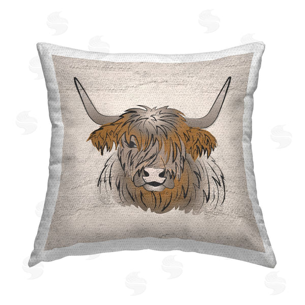 Stupell Industries Martina Pavlova | Minimal Highland Cattle Printed Throw Pillow