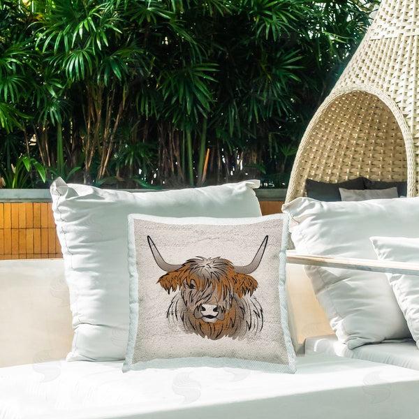 Stupell Industries Martina Pavlova | Minimal Highland Cattle Printed Throw Pillow