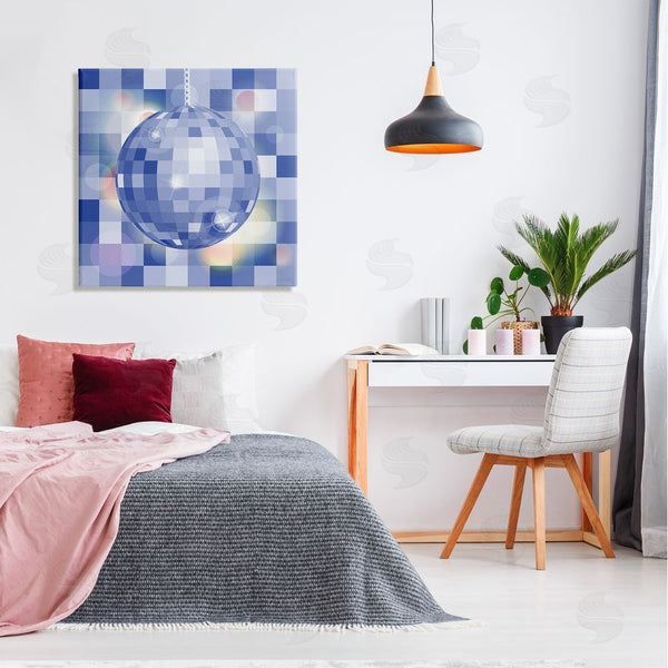 Stupell Industries Martina Pavlova | Modern Blue Checkered Disco Ball Wall Art