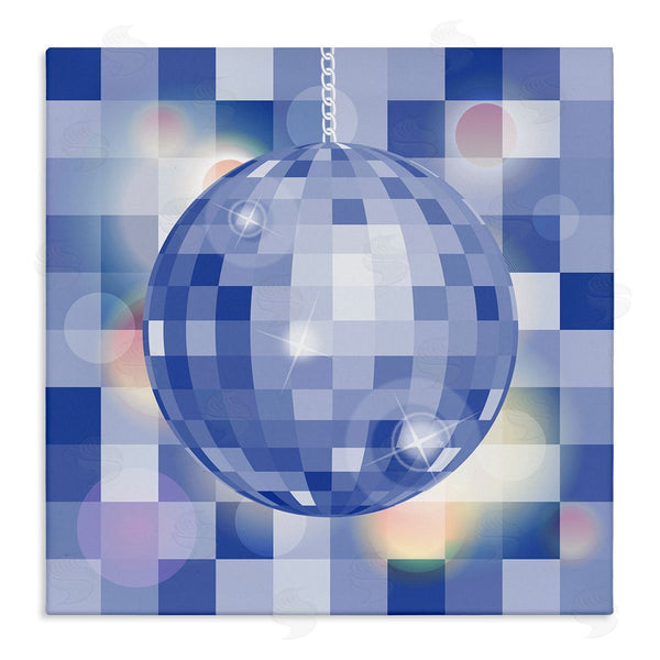 stupell industries Martina Pavlova | Modern Blue Checkered Disco Ball Wall Art
