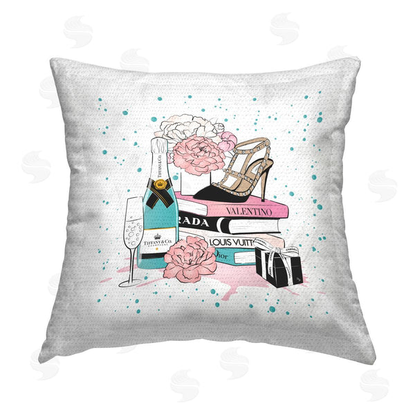 Stupell Industries Martina Pavlova | Modern Pattern Glam Bookstack Printed Throw Pillow