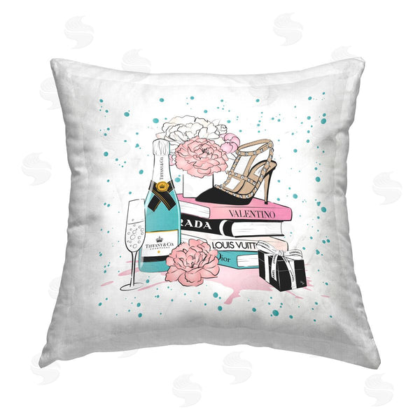 stupell industries Martina Pavlova | Modern Pattern Glam Bookstack Printed Throw Pillow