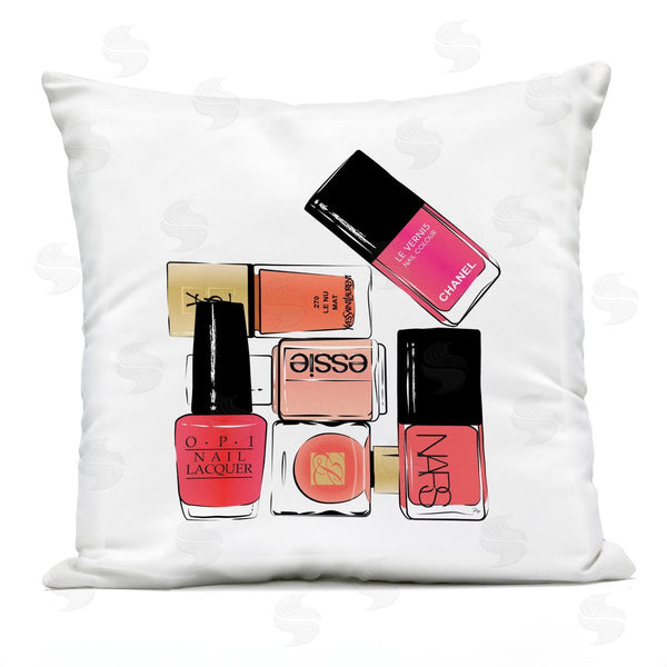 Stupell Industries Martina Pavlova | Nail Polish On Book Stack Printed Throw Pillow