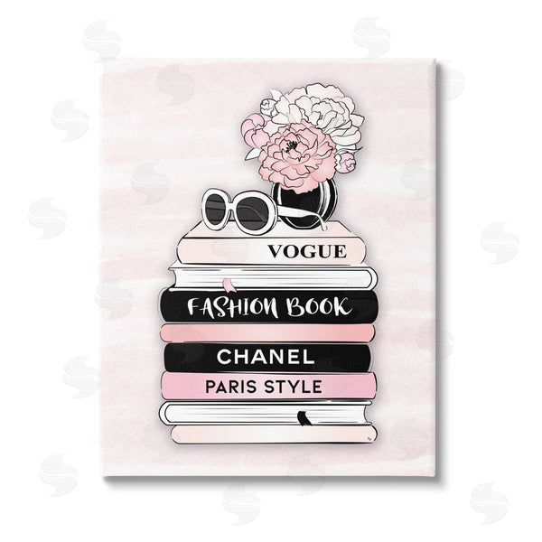stupell industries Martina Pavlova | Pink Fashion Bookstack Wall Art