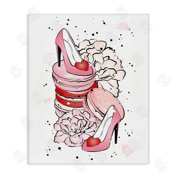 stupell industries Martina Pavlova | Pink Glam Heart Heels Macarons Wall Art