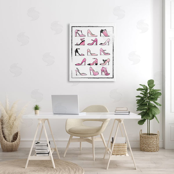 Stupell Industries Martina Pavlova | Pink Heels Lined Up Women's Glam Shoes Wall Art