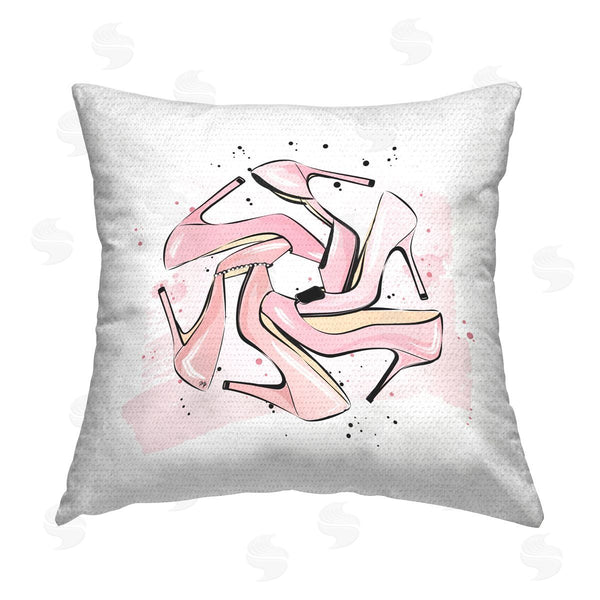 Stupell Industries Martina Pavlova | Pink Heels Pattern Printed Throw Pillow