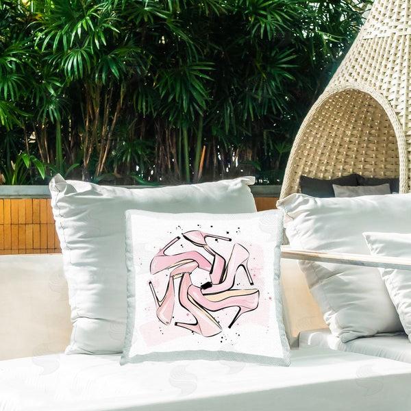 Stupell Industries Martina Pavlova | Pink Heels Pattern Printed Throw Pillow