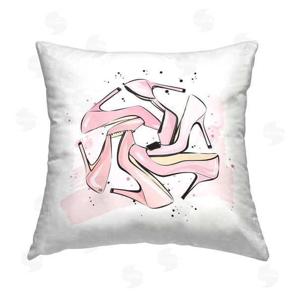stupell industries Martina Pavlova | Pink Heels Pattern Printed Throw Pillow
