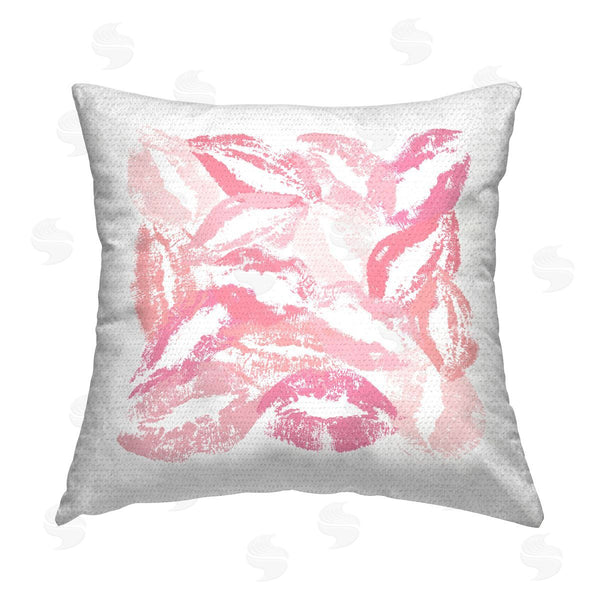 Stupell Industries Martina Pavlova | Pink Lipstick Kisses Printed Throw Pillow