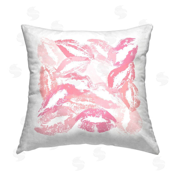 stupell industries Martina Pavlova | Pink Lipstick Kisses Printed Throw Pillow
