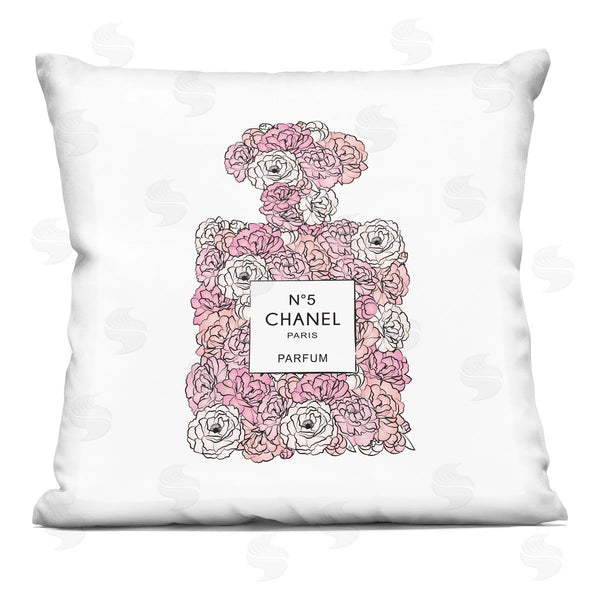 stupell industries Martina Pavlova | Pink Rose Perfume Bottle Printed Throw Pillow