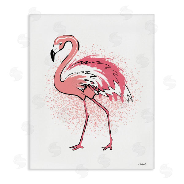 stupell industries Martina Pavlova | Pink Splatter Flamingo Feathers Tropical Bird Wall Art