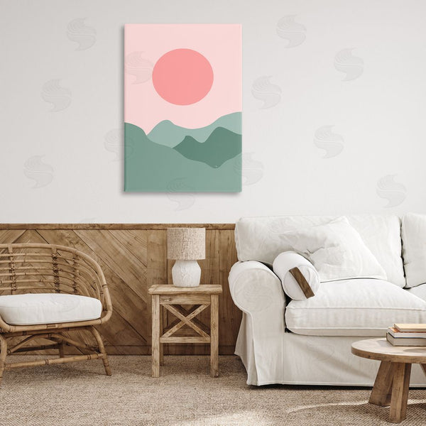 Stupell Industries Martina Pavlova | Pink Sun Green Mountains Wall Art