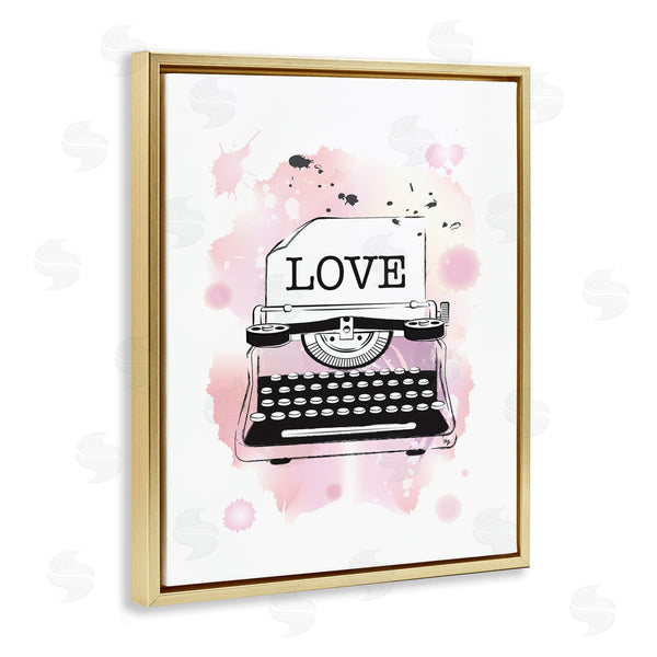 Stupell Industries Martina Pavlova | Pink Typewriter Love Paint Splash
