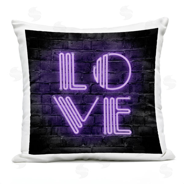 Stupell Industries Martina Pavlova | Purple Neon Love Word Urban Design Printed Throw Pillow