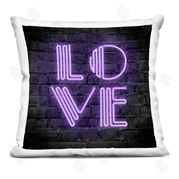 stupell industries Martina Pavlova | Purple Neon Love Word Urban Design Printed Throw Pillow