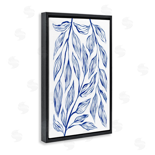 Stupell Industries Martina Pavlova | Simple Blue Leaves On White
