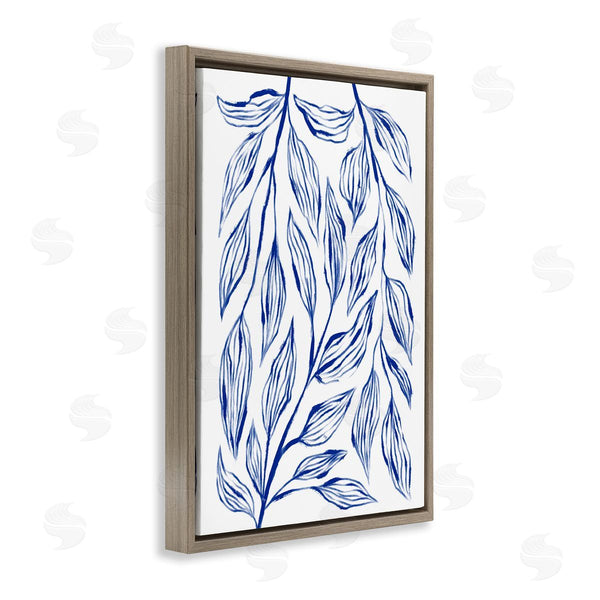 Stupell Industries Martina Pavlova | Simple Blue Leaves On White