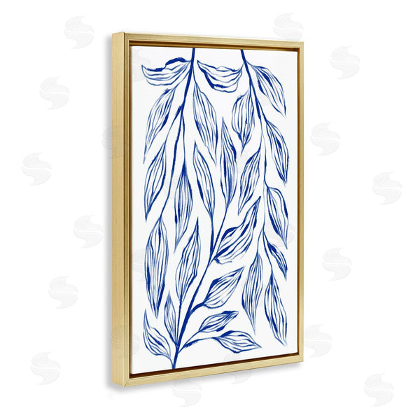 Stupell Industries Martina Pavlova | Simple Blue Leaves On White