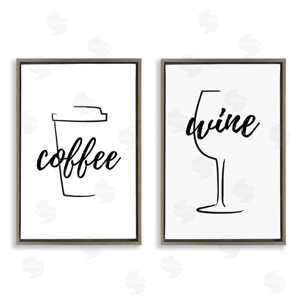 Stupell Industries Martina Pavlova | Simple Coffee Wine Drawing Wall Art