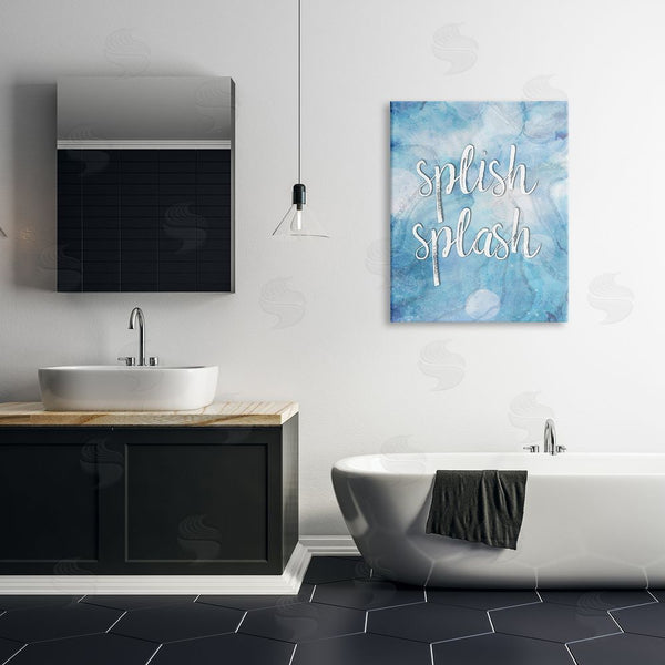Stupell Industries Martina Pavlova | Splish Splash Blue Bathroom Water Wall Art