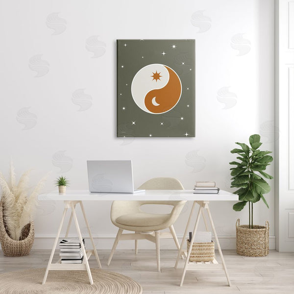 Stupell Industries Martina Pavlova | Starry Yin Yang Symbol Celestial Sun Moon Shapes Wall Art